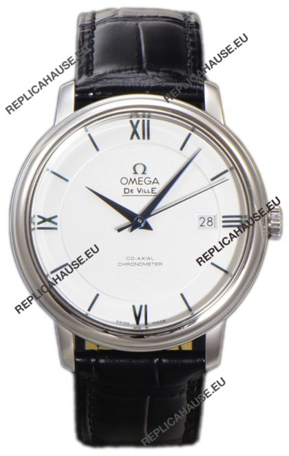 Omega De-Ville Annual Co-Axial Swiss Replica Watch 1:1 Mirror Edition in White Dial 39.5MM