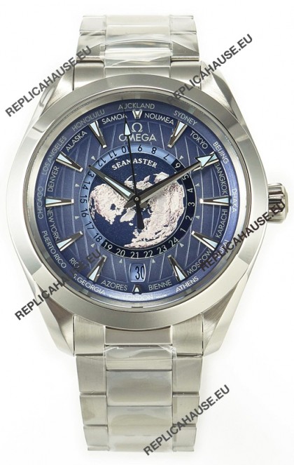 Omega Aqua Terra 150M Wolrd Timer 24 Summer Blue Dial 904L Steel 1:1 Mirror Replica 41MM 