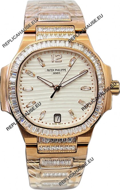 Patek Philippe Nautilus 7118R 35MM 1:1 Rose Gold White Dial 1:1 Mirror Replica Watch