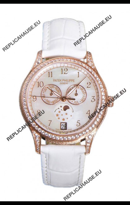 Patek Philippe Complications 4948G Annual Calendar Moonphase Pearl Dial Rose Gold Swiss Replica