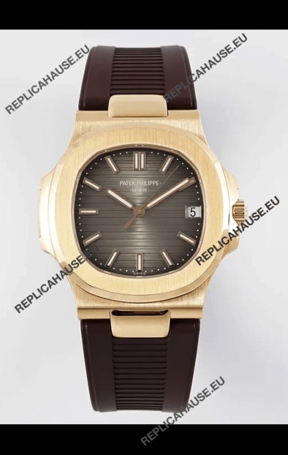 Patek Philippe Nautilus 5711/1R-001 1:1 Mirror Replica in 904L Steel Rose Gold Brown Dial