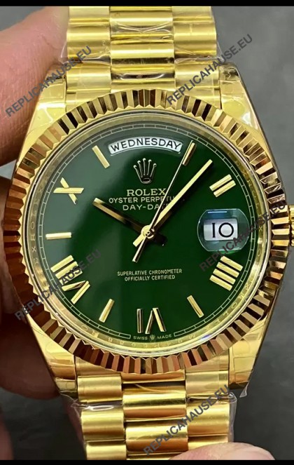 Rolex Day Date Presidential 18K Yellow Gold Watch 40MM - Green Dial 1:1 Mirror Quality