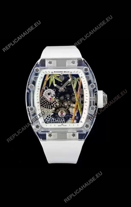 Richard Mille RM26-01 Tourbillon Panda Transparent Sapphires Casing Watch - Super Clone Replica