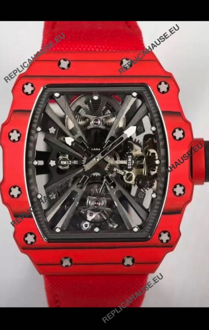 Richard Mille RM12-01 Carbon Fiber Case Genuine Tourbillon Movement 1:1 Mirror Replica Watch