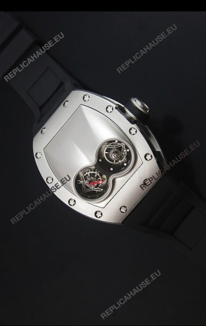 Richard Mille RM053 Tourbillon Pablo Mac Donough Swiss Replica Watch in Titanium Case Black Strap