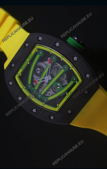 Richard Mille RM059 Yohan Blake Forged Carbon Case Swiss Replica Watch in Yellow Bezel