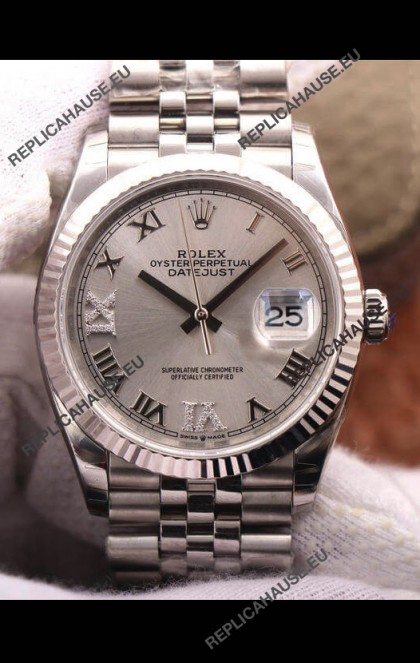 Rolex Datejust 36MM Cal.3135 Movement Swiss Replica Watch in 904L Steel Grey Dial 