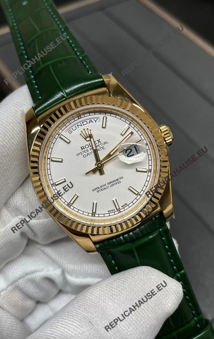 Rolex Day Date Yellow Gold Casing Watch in White Dial 36MM - 1:1 Mirror Quality 