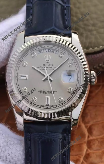 Rolex Day Date 904L Steel Casing Watch in Grey Dial 36MM - 1:1 Mirror Quality 