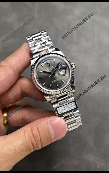 Rolex Day Date Super Clone Stainless Steel Grey Dial Watch 36MM - 1:1 Mirror Quality