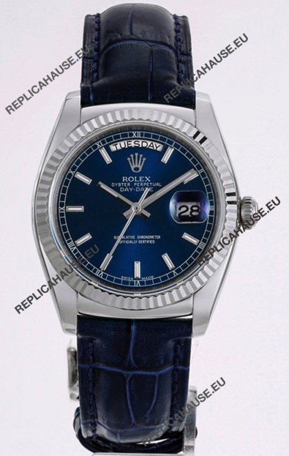 Rolex Day Date 904L Steel Casing Watch in Blue Dial 36MM - 1:1 Mirror Quality