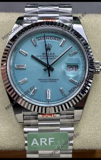 Rolex Day Date 904L Stainless Steel Tiffany Blue Stick Dial Watch 40MM - 1:1 Mirror Quality
