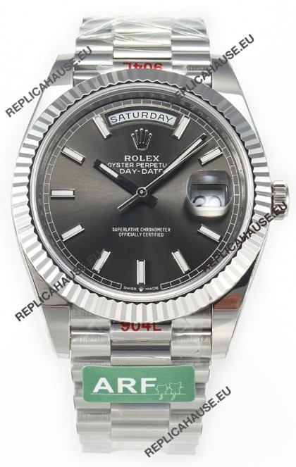 Rolex Day Date Presidential Stainless Steel Grey Dial Watch 40MM - 1:1 Mirror Quality