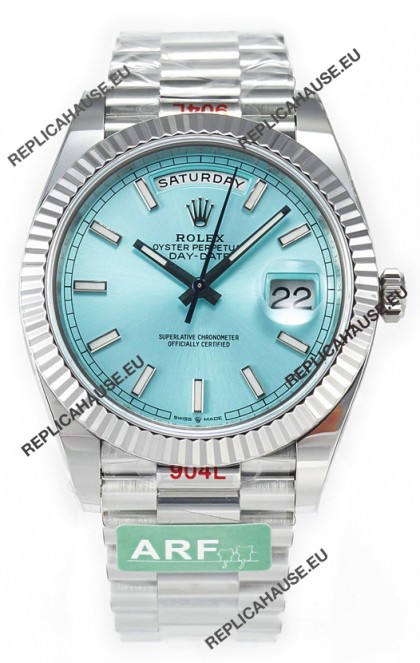 Rolex Day Date 904L Stainless Steel Tiffany Blue Stick Dial Watch 40MM - 1:1 Mirror Quality
