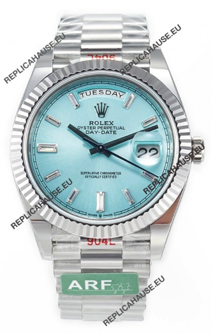 Rolex Day Date 904L Stainless Steel Tiffany Blue Diamonds Dial Watch 40MM - 1:1 Mirror Quality