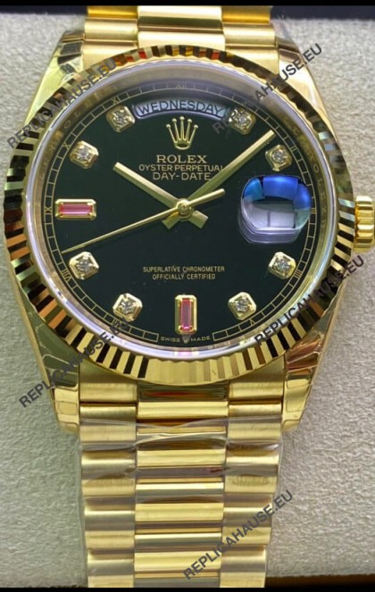 Rolex Day Date 128238 Presidential 18K Yellow Gold Watch 36MM - Black Dial 1:1 Mirror Quality Watch
