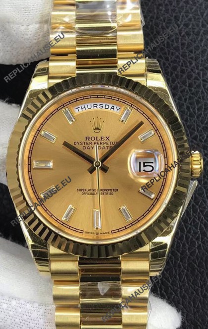 Rolex Day Date Presidential 904L Steel Yellow Gold 40MM - Gold Dial 1:1 Mirror Quality Watch