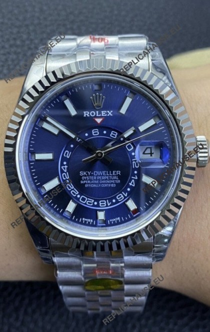 Rolex Sky-Dweller REF# M336934 Blue Dial Watch in 904L Steel Case 1:1 Mirror Replica