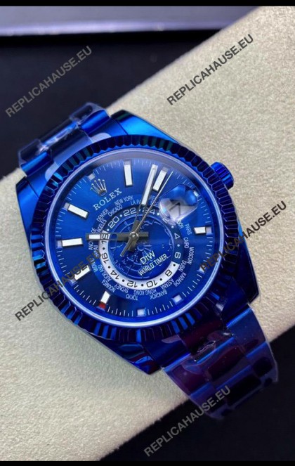 Rolex SkyDweller Swiss Watch in Blue PVD Coated Case - DIW Edition Blue Dial