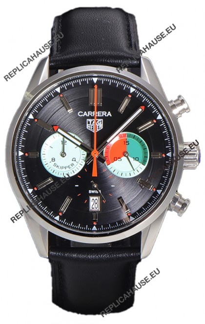 Tag Heuer Carrera Carrera Skipper 39 Chronograph Swiss Quartz Replica Watch Black Dial 