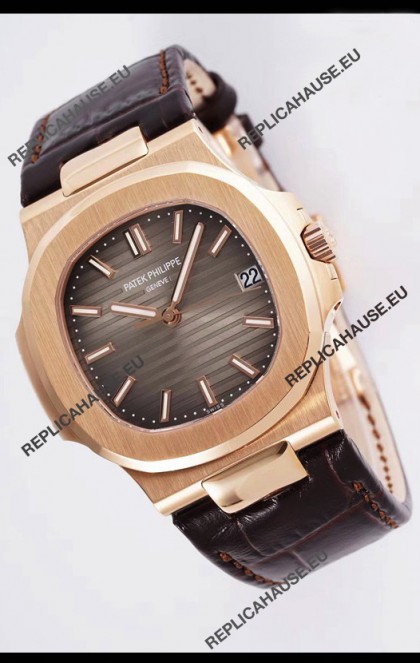 Patek Philippe Nautilus 5711/1R 1 1:1 Mirror Replica Watch in Brown Dial Rose Gold