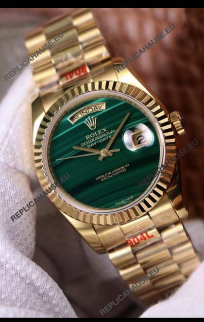 Rolex Day Date 18238 Presidential 18K Yellow Gold Watch 36MM - Malachite Dial 1:1 Mirror Quality Watch 