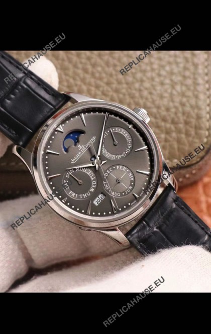Jaeger LeCoultre Master Ultra-Thin Perpetual Calendar Grey Dial Swiss Replica Watch 
