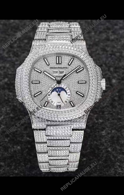 Patek Philippe Nautilus 5726A 1:1 Mirror Swiss Watch - Diamonds Casing/Dial