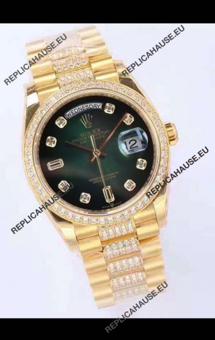 Rolex Day Date Presidential 18K Yellow Gold Watch 36MM - Green Dial 1:1 Mirror Quality Watch