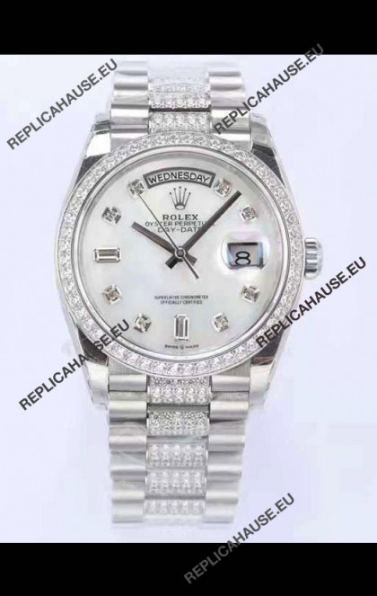 Rolex Day Date Presidential 904L Steel 36MM - White Pearl Dial 1:1 Mirror Quality Watch