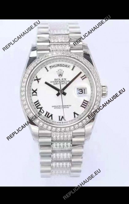 Rolex Day Date Presidential 904L Steel 36MM - White Roman Dial 1:1 Mirror Quality Watch