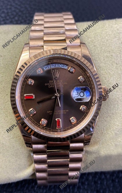 Rolex Day Date 36MM 118235 Rose Gold in Brown Dial 1:1 Mirror Replica Watch