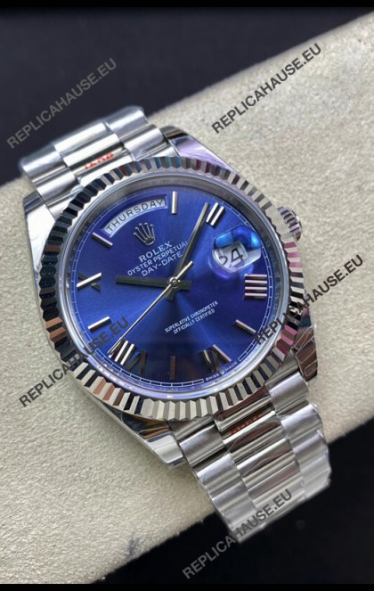 Rolex Day Date M228206-0015 904L Steel 40MM - Blue Dial 1:1 Mirror Replica