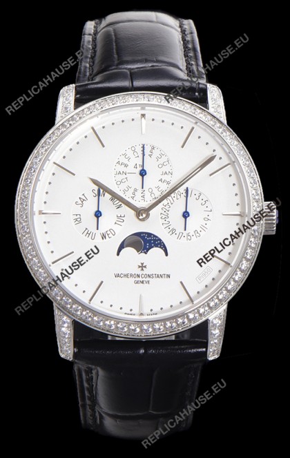 Vacheron Constantin Patrimony Perpetual Calendar Ultra-Thin White Gold White Dial Swiss Replica