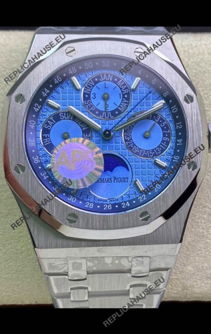 Audemars Piguet Royal Oak Perpetual Calendar Swiss Replica Steel Casing Watch in Steel Blue Dial 