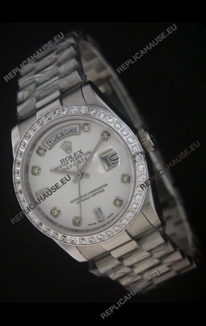 Rolex Day Date Just JapaneseÂ Replica Watch in White Dial