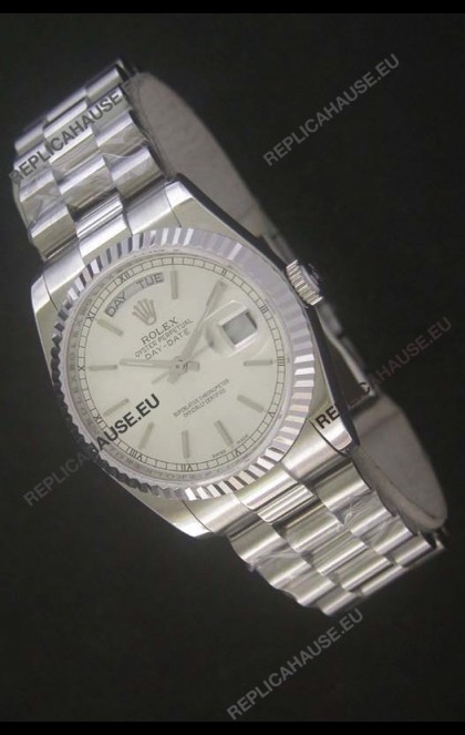 Rolex Day Date Just swissÂ Replica Silver White Watch 