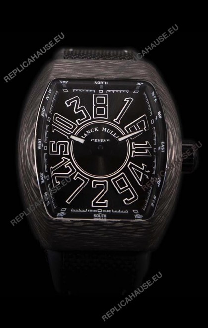 Franck Muller Vanguard Carbon Casing Black Indexes Swiss Watch