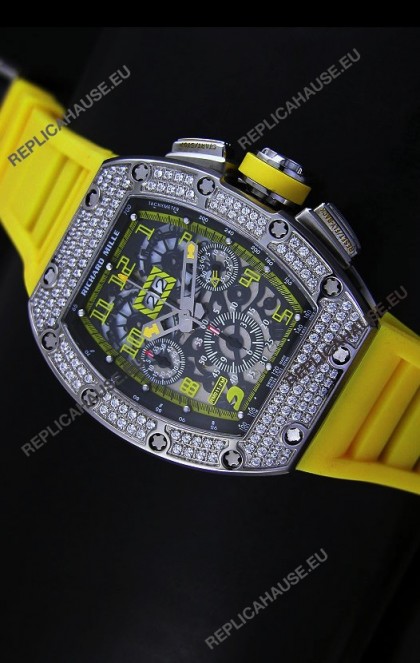Richard Mille Filippe Massa Edition Titanium Swiss Replica Watch in Yellow Strap