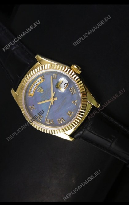 Rolex Day Date 36MM Yellow Gold Swiss Replica Watch - Blue MOP Dial
