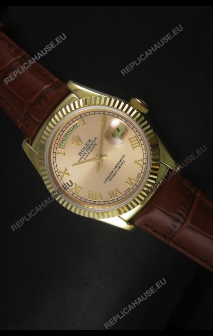 Rolex Day Date 36MM Yellow Gold Swiss Replica Watch - Champange Dial