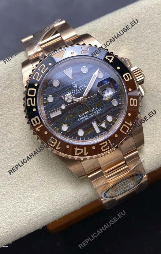 Rolex GMT Masters II Super Clone 126715CHNR Rose Gold Tiger Iron Dial Swiss Replica Watch