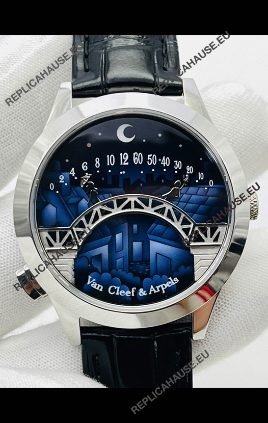 Van Cleef & Arpels Lady Arpels Pont des Amoureux in Stainless Steel Black Strap