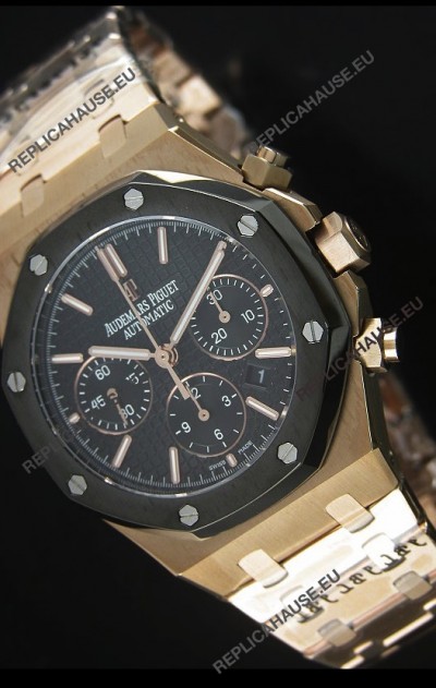 Audemars Piguet Royal Oak Rose Gold in Black Textured Ceramic Dial - 1:1 Mirror Replica