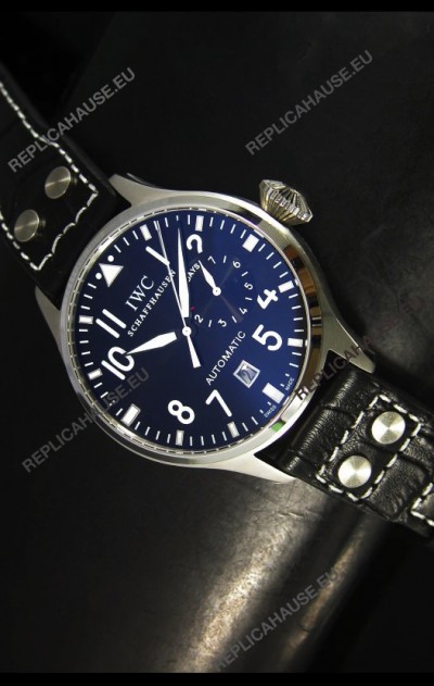 IWC Big Pilot Swiss Replica Steel Watch in Black Dial - Updated Case Version