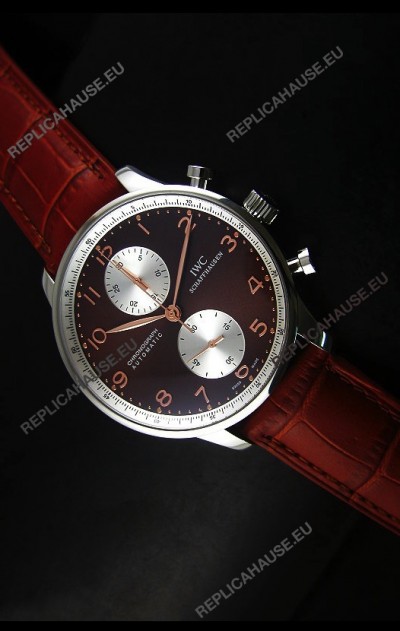 IWC Portuguese Chronograph Swiss Replica Watch in Steel Case - 1:1 Mirror Replica Edition