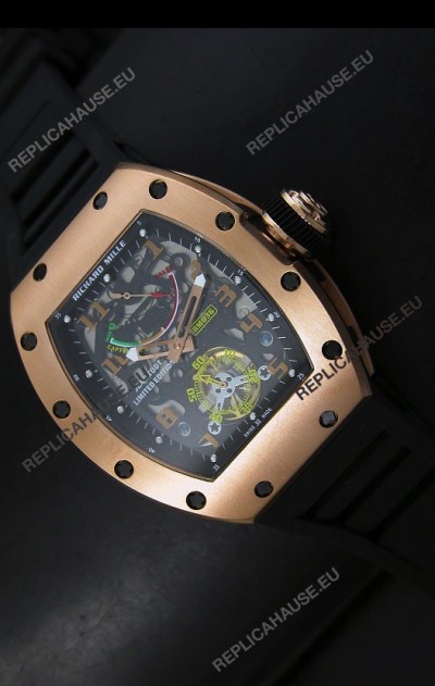 Richard Mille RM002 Power Reserve Tourbillon Swiss Replica Watch in Pink Gold Case 