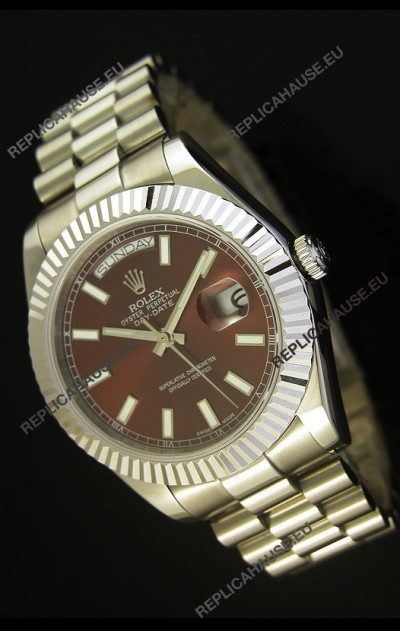 Rolex Day Date II 41MM Swiss Replica Watch - Brown Dial - 1:1 Mirror Replica Watch 
