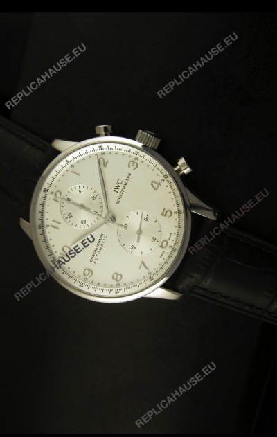 IWC Portuguese Chronograph Swiss Replica Watch in Steel Case - 1:1 Mirror Replica Edition
