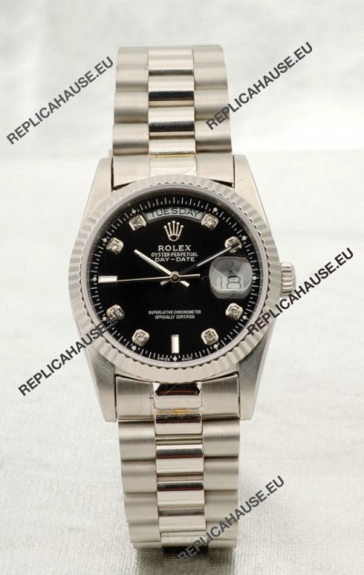 Rolex Day Date Silver Swiss Replica Watch